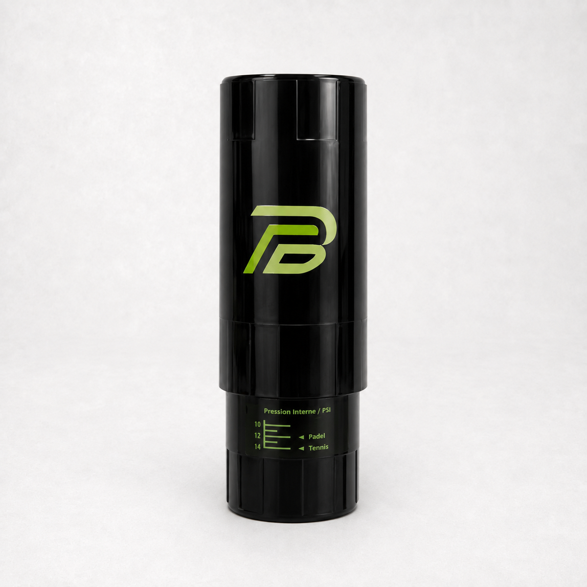 Pressurisateur Pleine Balle noir avec échelle de pression interne 10 à 14 PSI pour balles de padel et de tennis